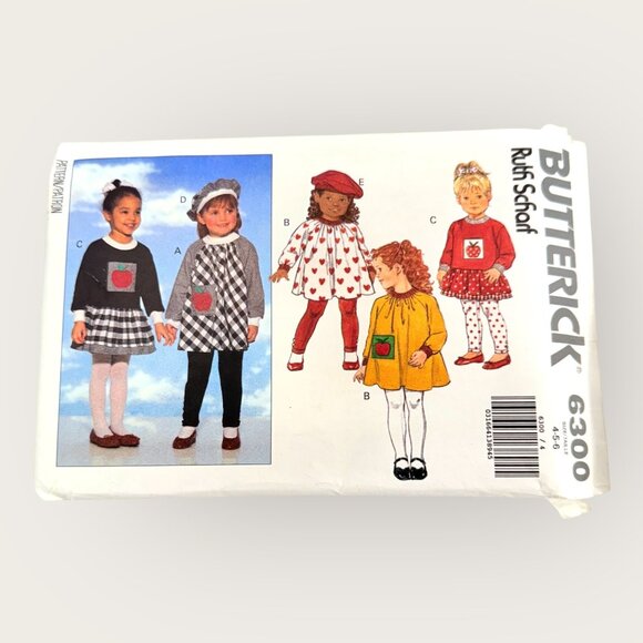 Vintage 1990s Butterick Sewing Pattern 6300 Toddlers Dress Top Leggings Size 4-6 - Picture 1 of 2